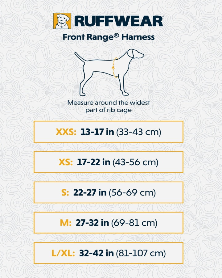 Ruffwear Front Range Dog Harness - sizing guide