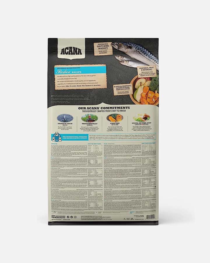 Acana Pacifica dry dog food - raw herring mackerel & flounder