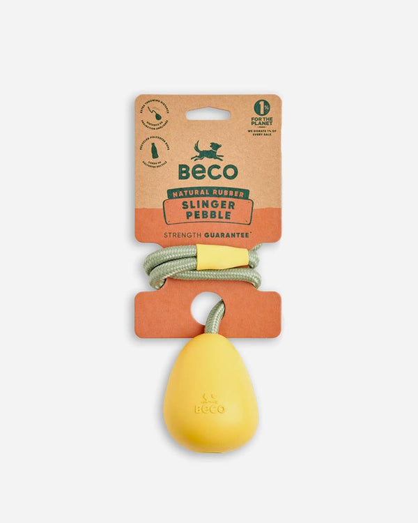 Beco Natural Rubber Pebble with Rope - Yellow