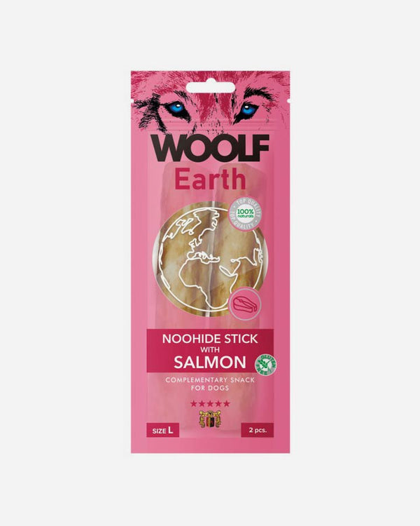 Woolf Earth Noohide Stick with Salmon - Large - Dog Snack