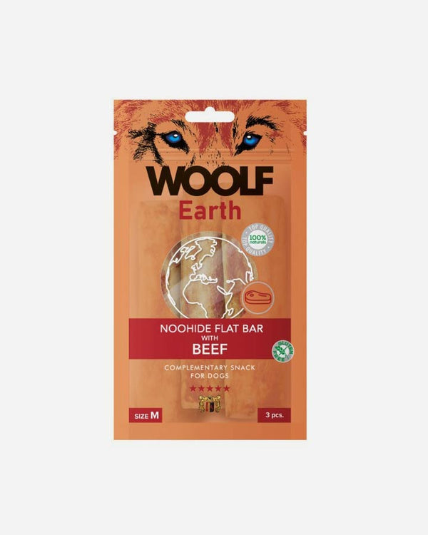 Woolf Earth Noohide Flat Bar with Beef - Medium - Dog Snack