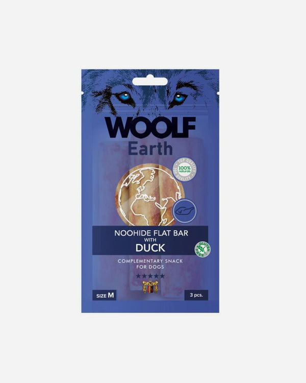 Woolf Earth Noohide Flat Bar with Duck - Medium - Dog Snack
