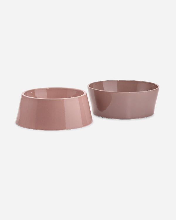 MiaCara Doppio Dog Bowl Set - Ceramic Bowls - Berry