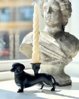 Candlestick Holder Dachshund - Black Lacquered Metal