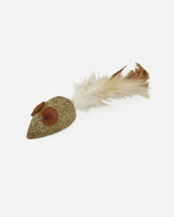 Catnip mouse with feather