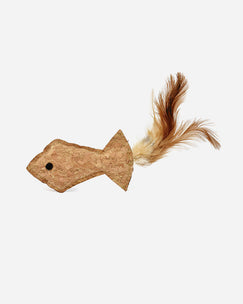 Cork fish with catnip & feather