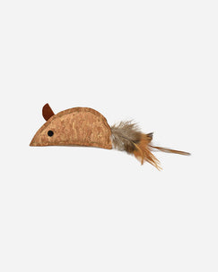 Cork mouse with catnip & feather