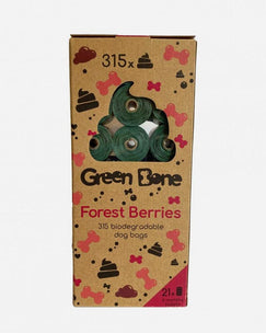 Green Bone Biodegradable Dog Bags - Forest Berries - 21 rolls