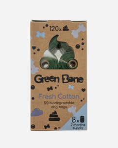 Green Bone Biodegradable Dog Bags - Fresh Cotton - 8 rolls