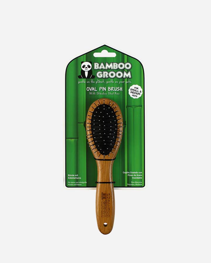 Bamboo Groom Oval Pin Brush for small & medium