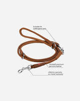 Brown rolled leather training dog leash