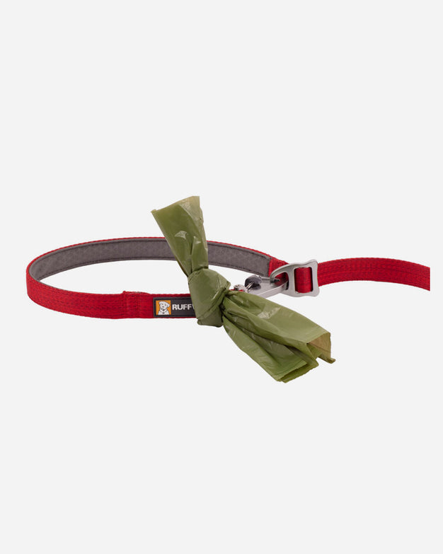 Ruffwear Switchbak Dog Leash - Red Sumac - Attached poop bag