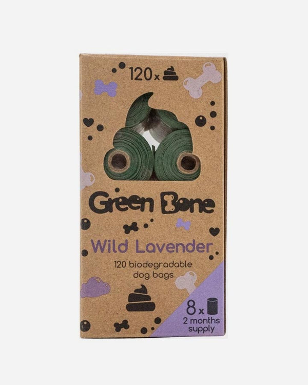 Green Bone Biodegradable Dog Bags - Wild Lavender - 8 rolls